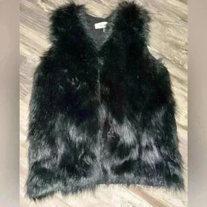Sebby Collection Women’s Fashion Black Vest Faux Fur Size XL